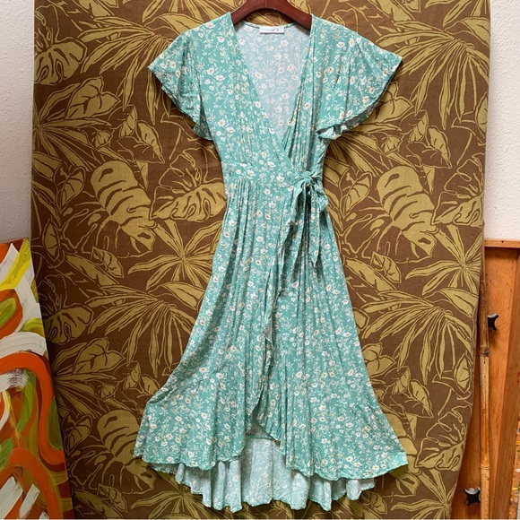 R. Vivimos Dresses & Skirts - Wrap Dress Prairie Print Field Wild Flowers  Cottage Core Print Maxi